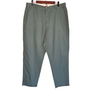 Uniqlo Women's Green Linen Cotton Tapered Pants High Rise Casual Leisure Sz XXL